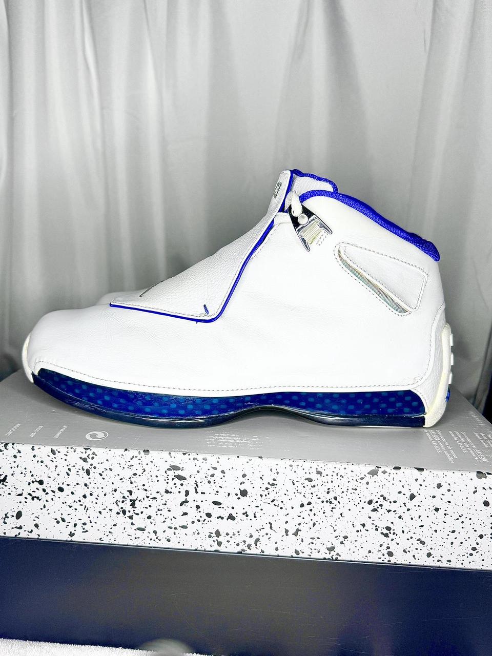 Air Jordan 18 OG 2003 White Sport Royal sz. Depop