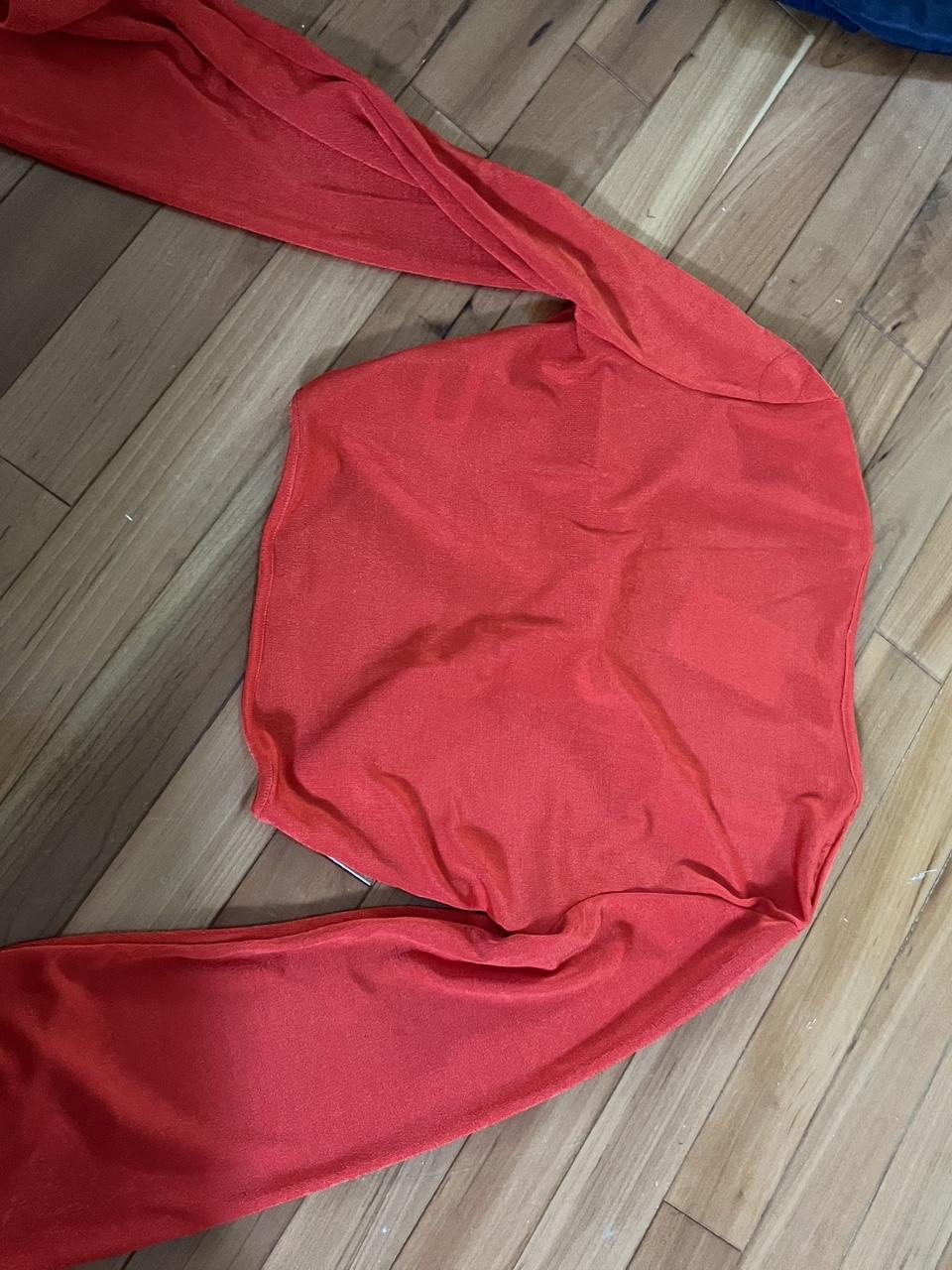 Subdued red shiny crossover twist long sleeve... - Depop