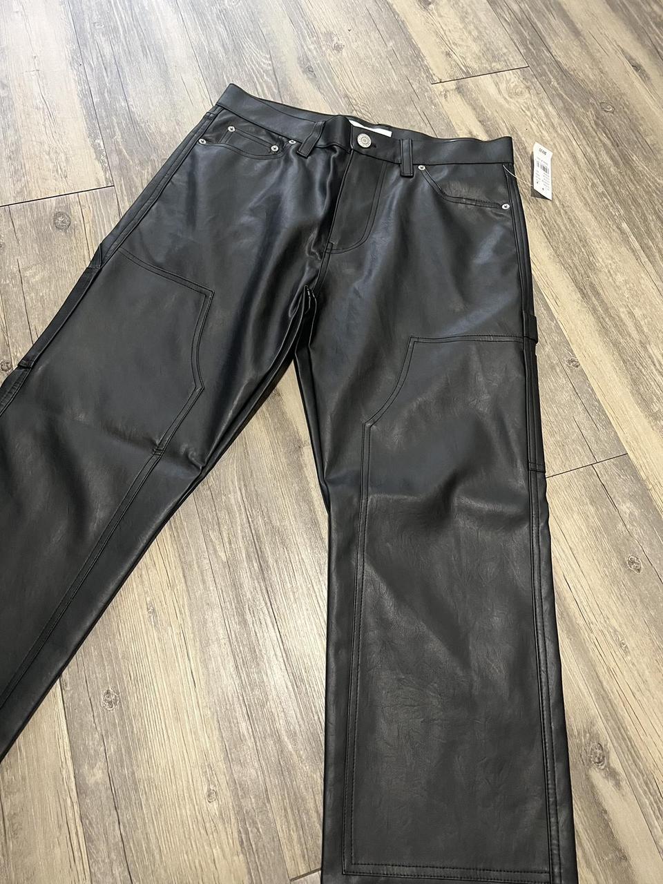 Pacsun double knee faux leather pants 30/32 Brand new - Depop