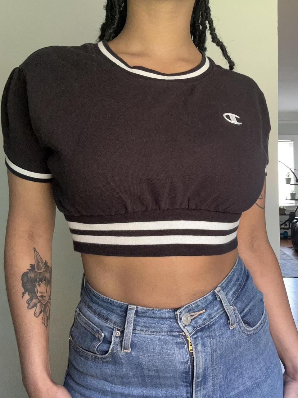 Champion sweater crop top jeans best sale