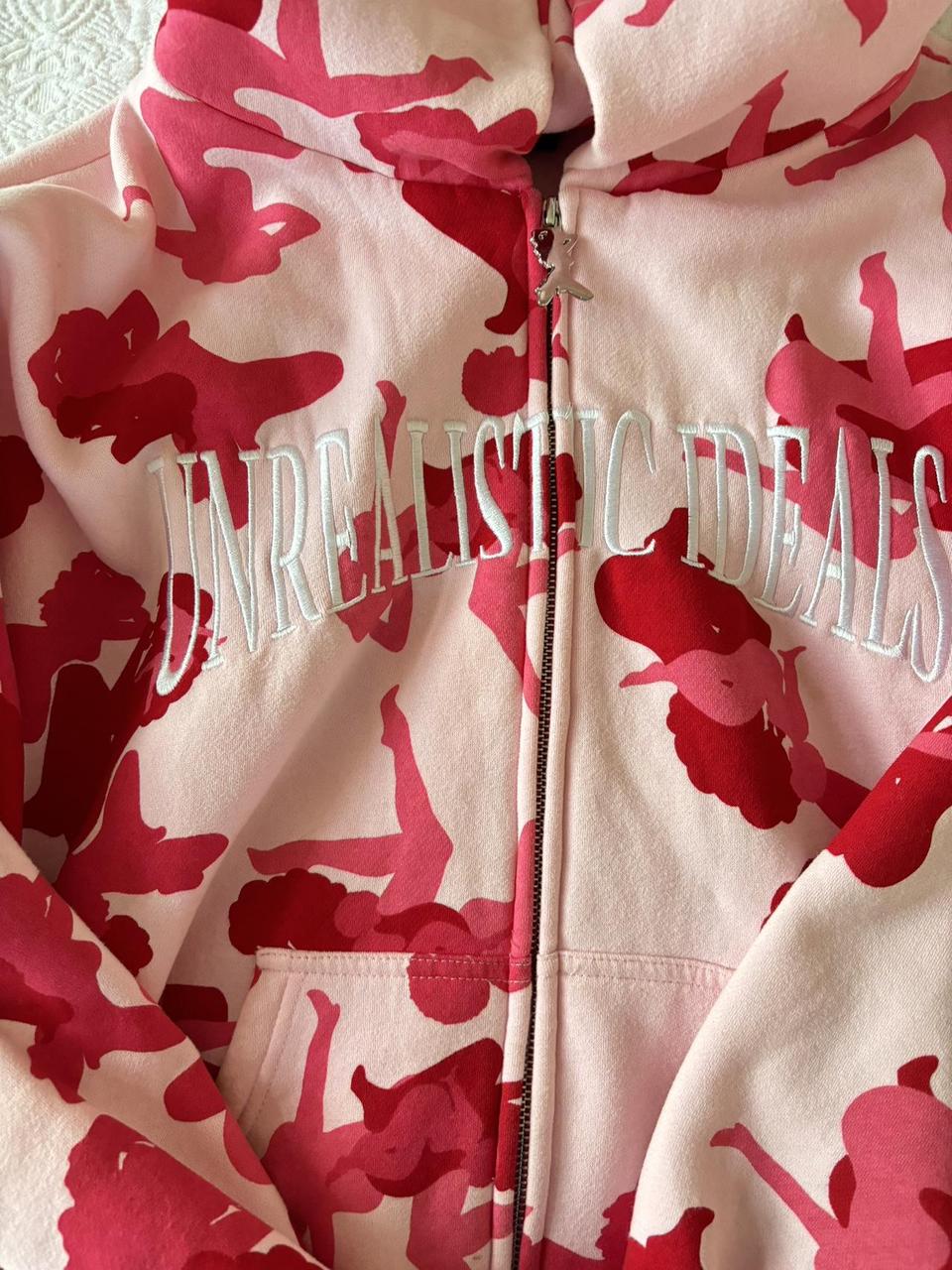 Unrealistic ideals/Named Collective pink hoodie... Depop