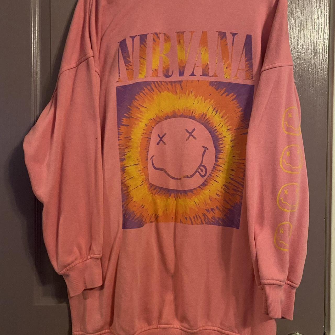 Bright pink oversized Nirvana long sleeve Depop
