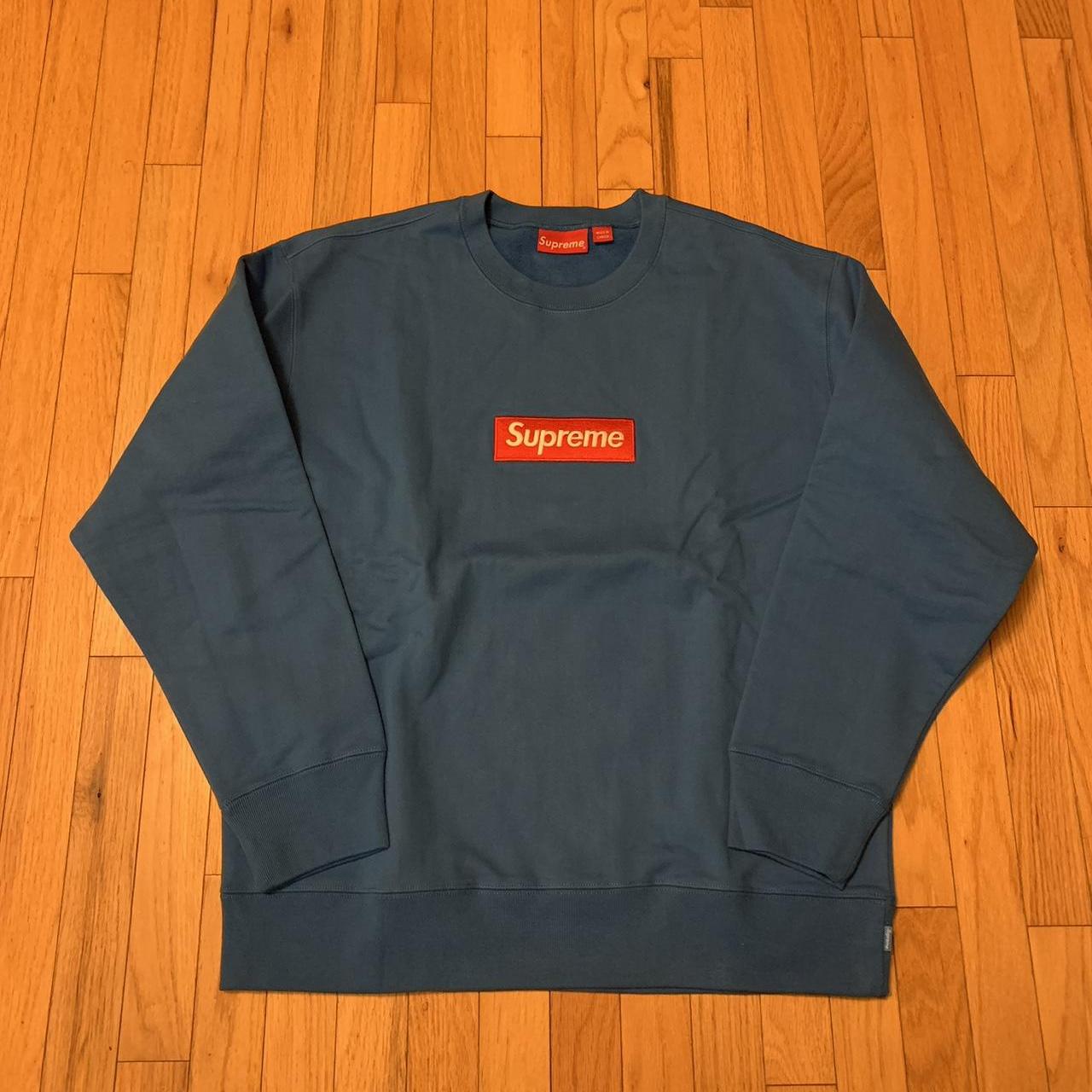 Supreme Box Logo Crewneck Size L Blue Excellent... - Depop