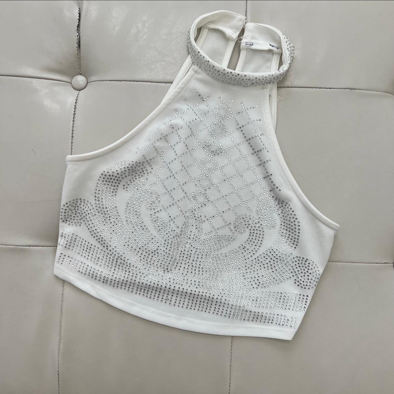 Fashion Nova Rhinestone embellished halter top 🪩size... Depop