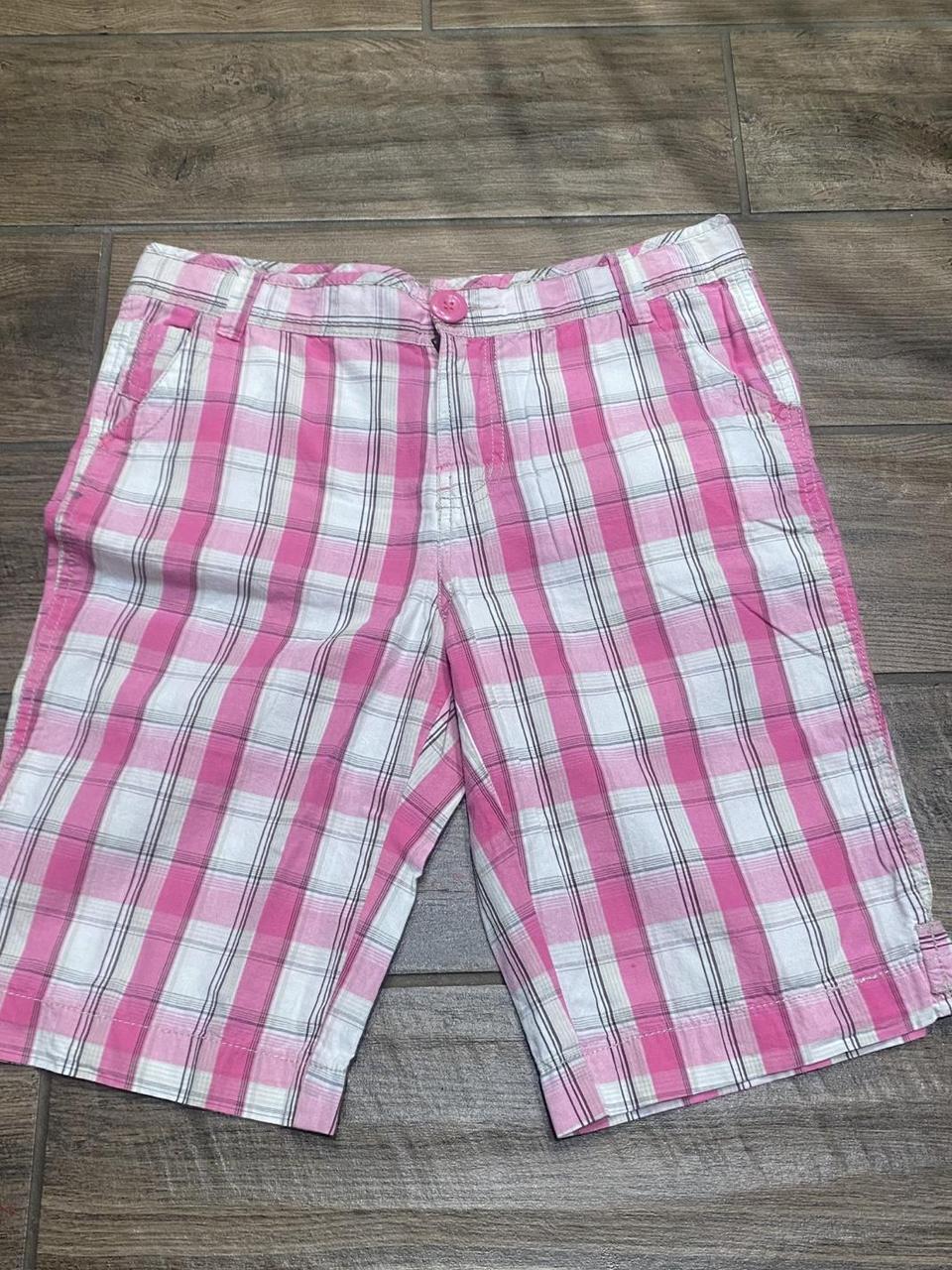 Faded Glory Women's Shorts Pink/White S – Pink and white plaid