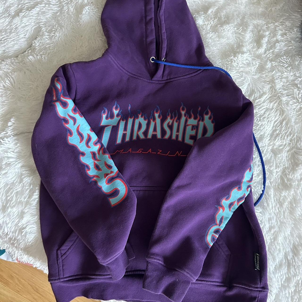 Purple thrasher hoodie Just like new size kids. Depop