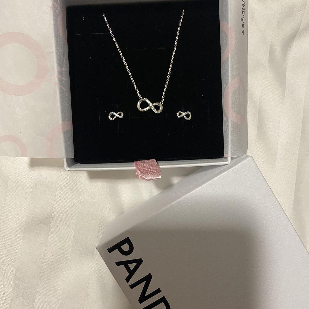 Pandora infinity necklace and earring set Depop
