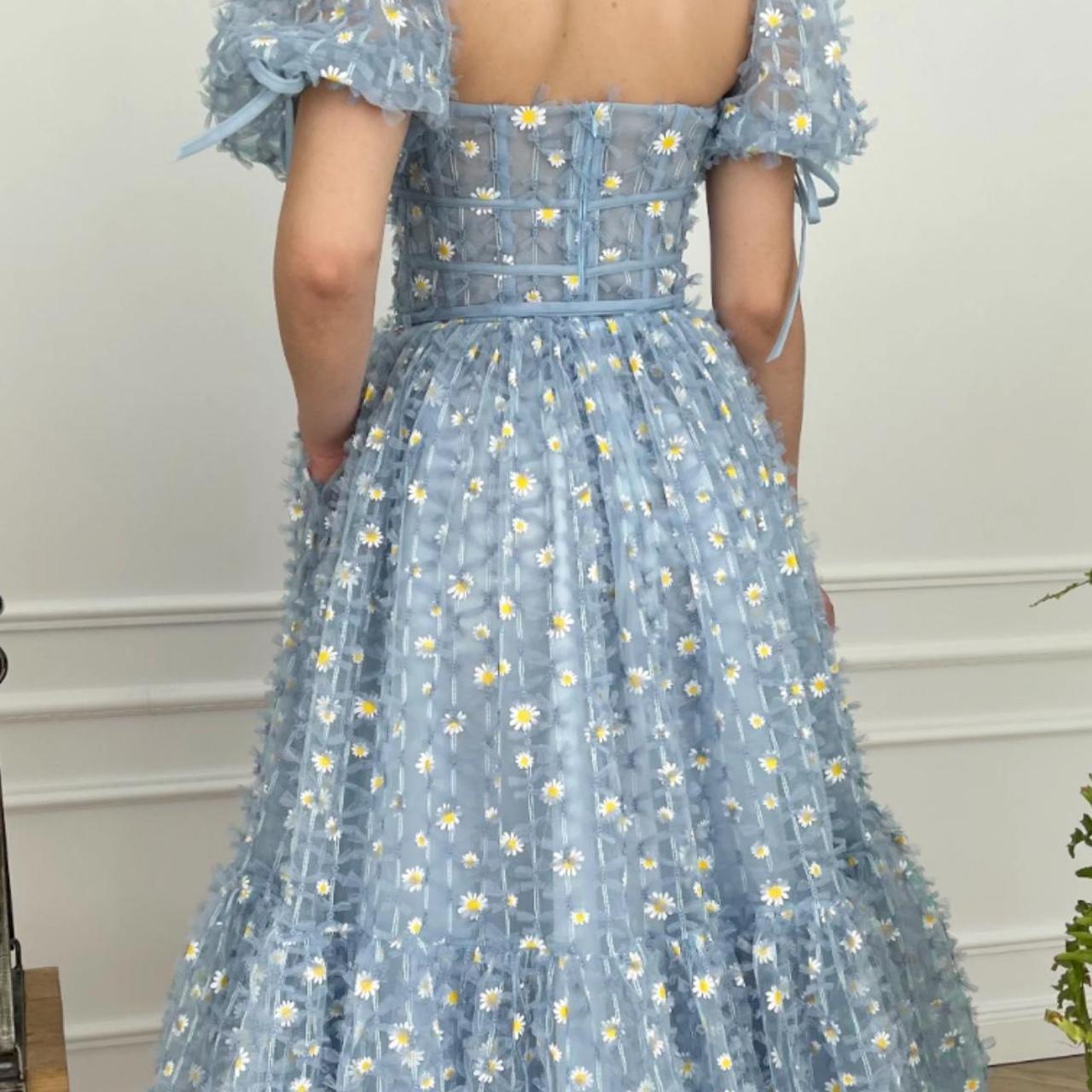 Teuta Matoshi Baby Blue Dress With Sleeves Teuta Matoshi Baby