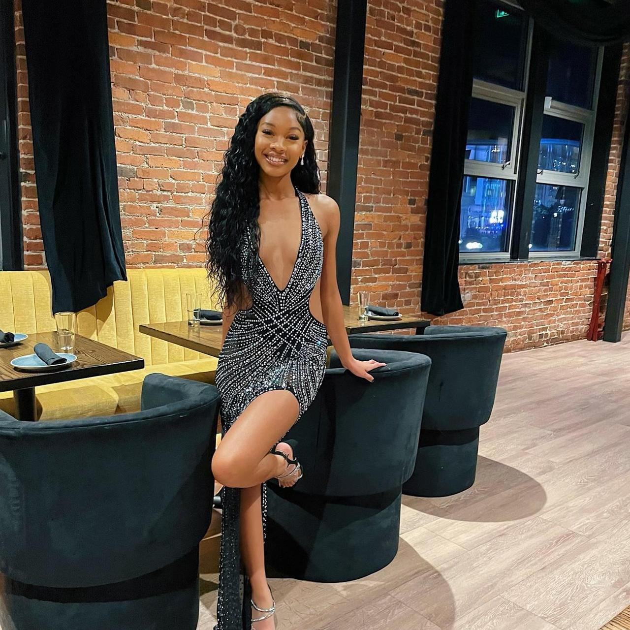 Fashion Nova Beverly Embellished Maxi Dress — Black