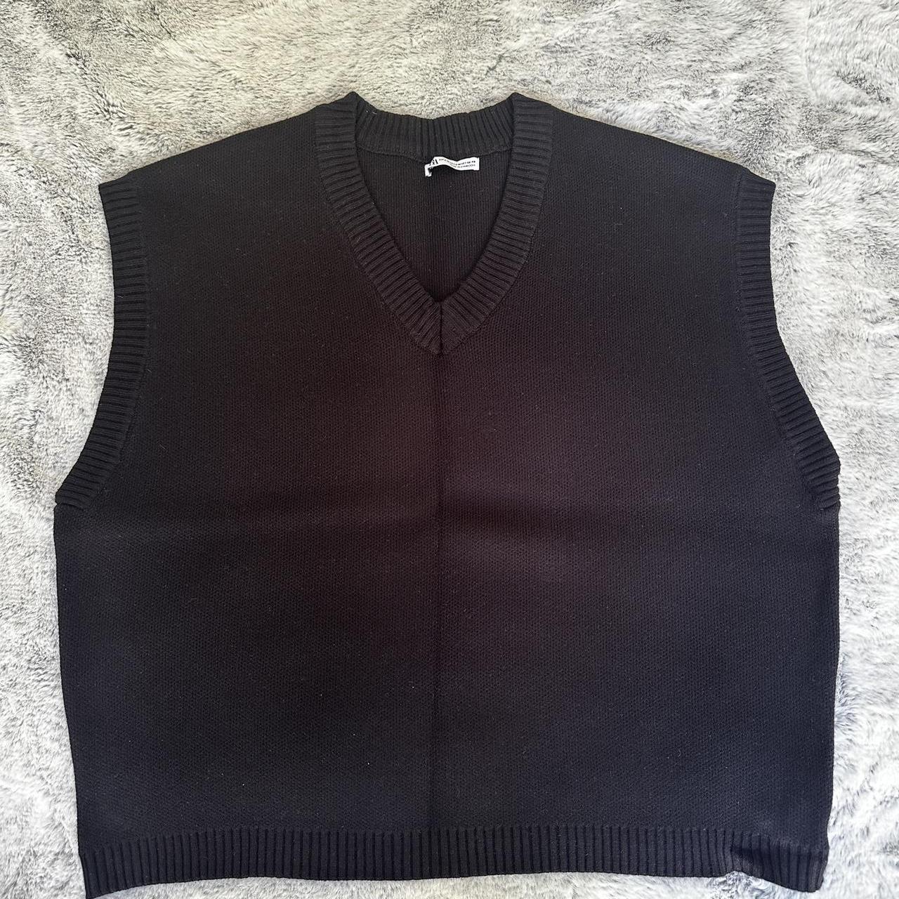 Mens Vest Zara Black Knit Vest ZARA Oversized Rib Knit Sleeveless