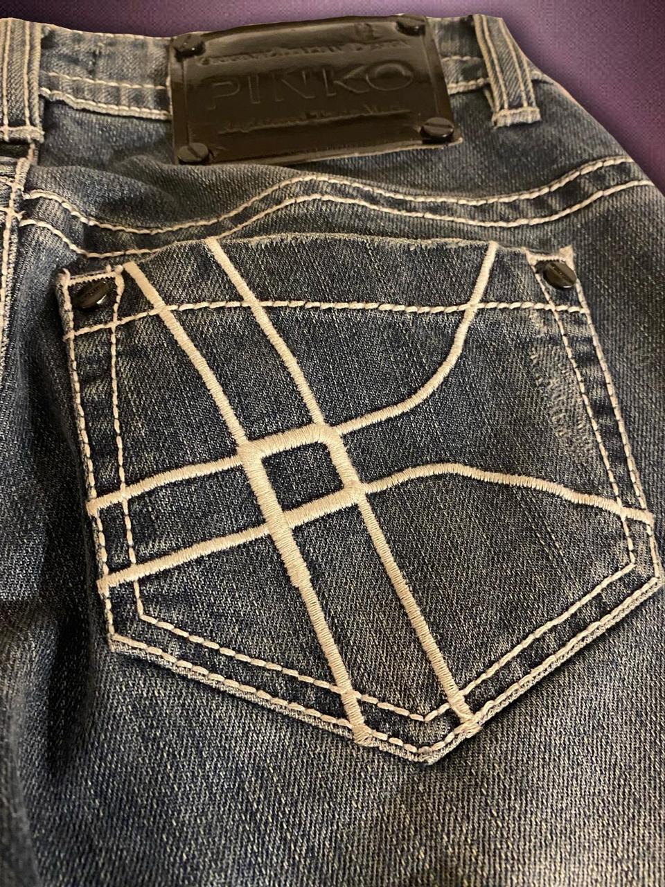 pinko low rise bootcut/flared jeans with a cute... - Depop