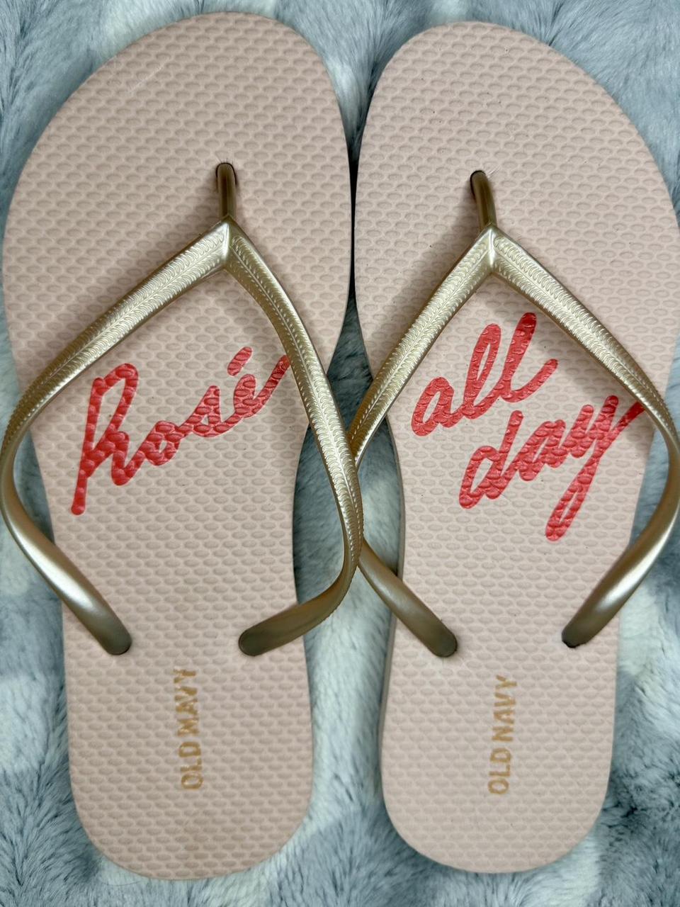 Rose gold flip flops old navy on sale