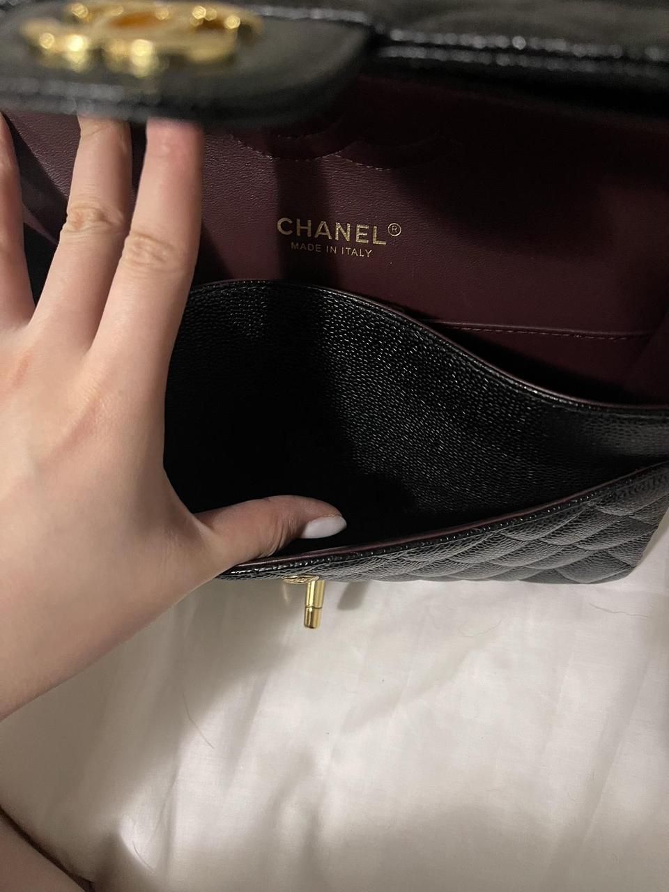 Chanel classic flap Black Quilted Caviar Medium... - Depop