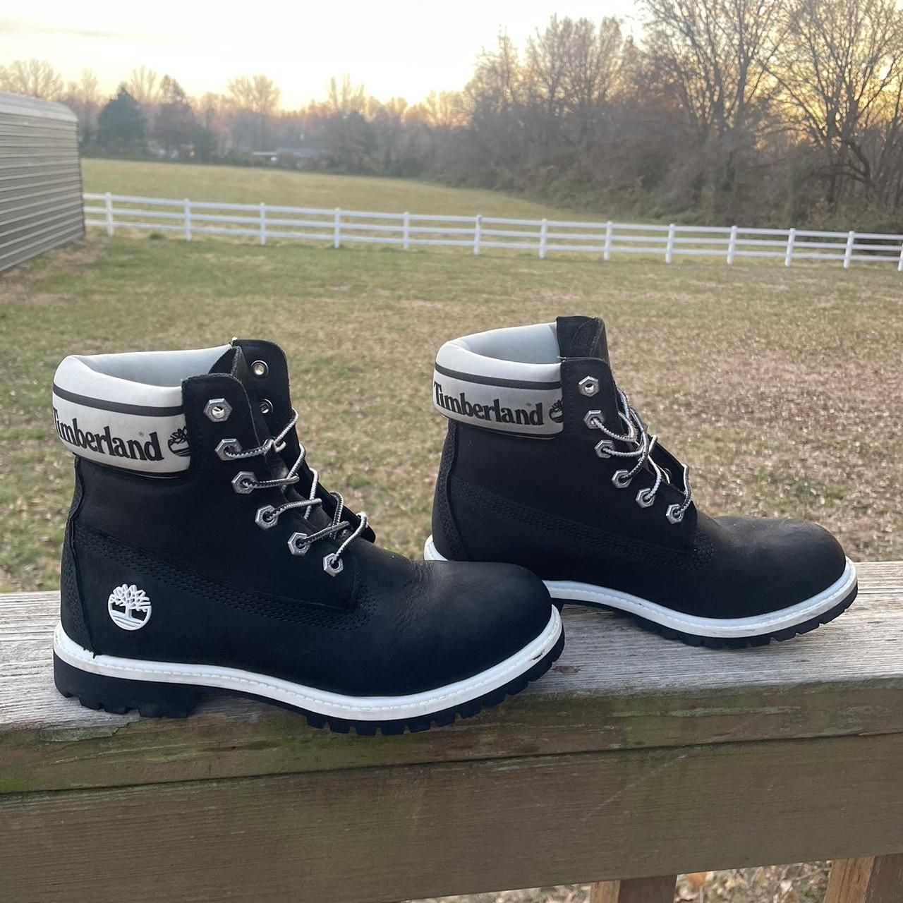 Black White Timberlands Used good condition Depop
