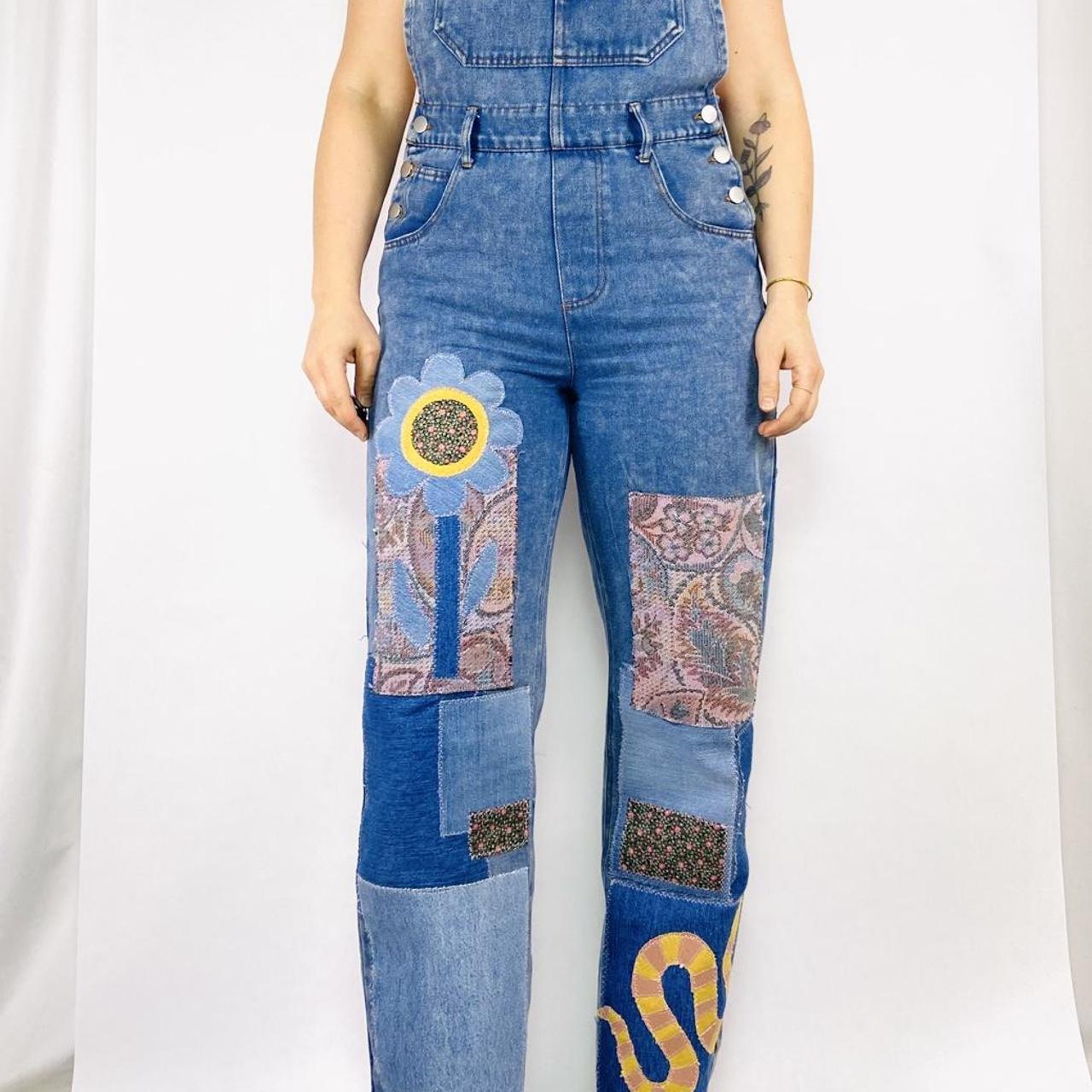 Women's Overalls - Blue/Multi - S – Patchwork den… - image 5