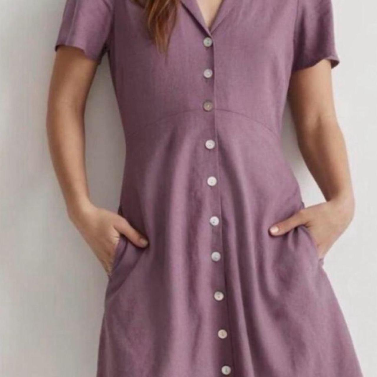 Madewell Women's Shirt Dress - Purple – Madewell - Kacie Mini Linen Shirt Dress …