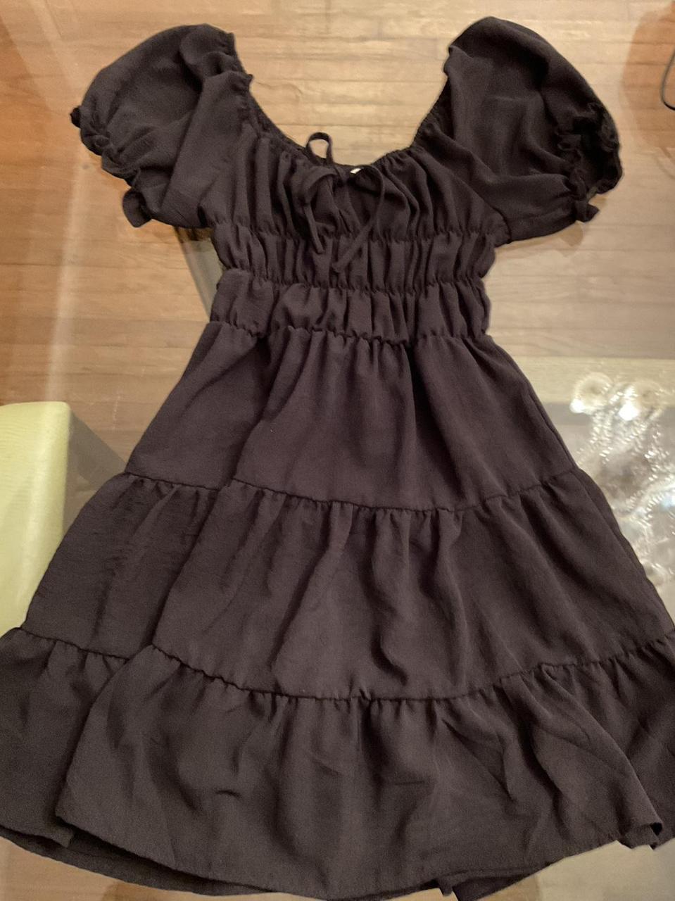 Women's Dress - Black - M – Black Liberty Dove ruffle tiered mini dress …