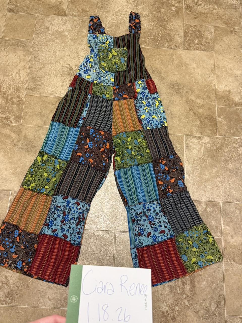 Women's Overalls - Multi - M – Patchwork overalls… - image 1