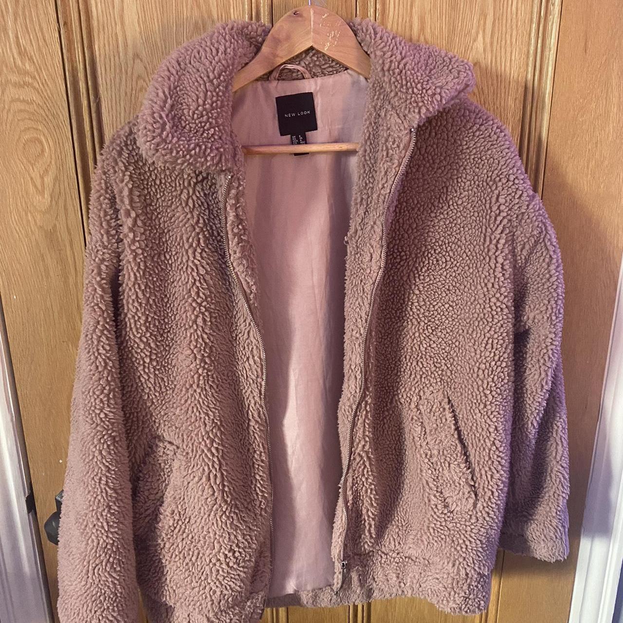 Dusty pink teddy bear coat Worn a few times Depop