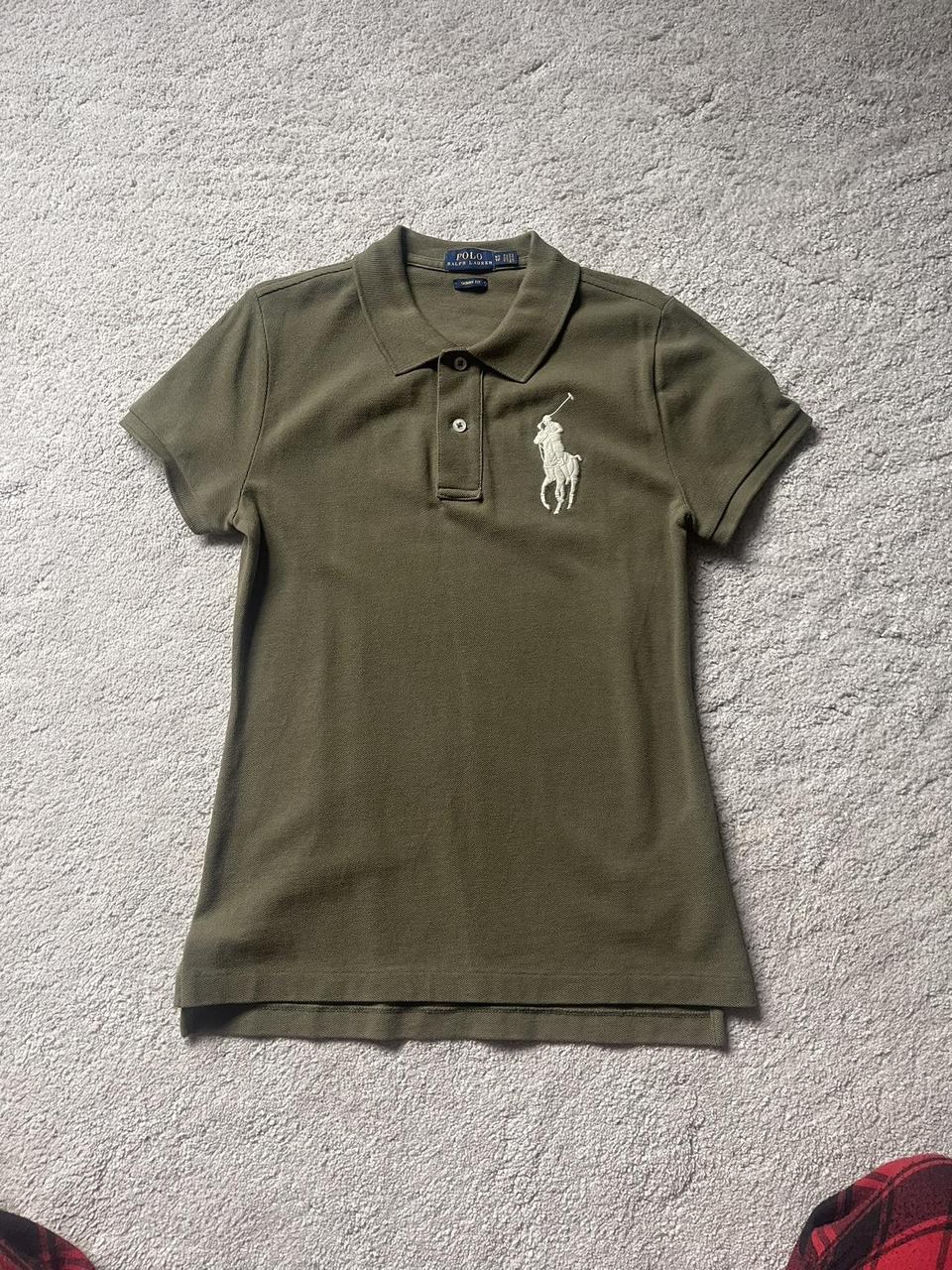 Polo Ralph Lauren logo polo shirt khaki Size XS... - Depop