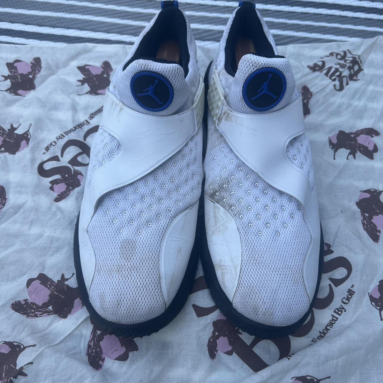 Jordan Trainer Essential White Black Blue Size 11.5 Depop