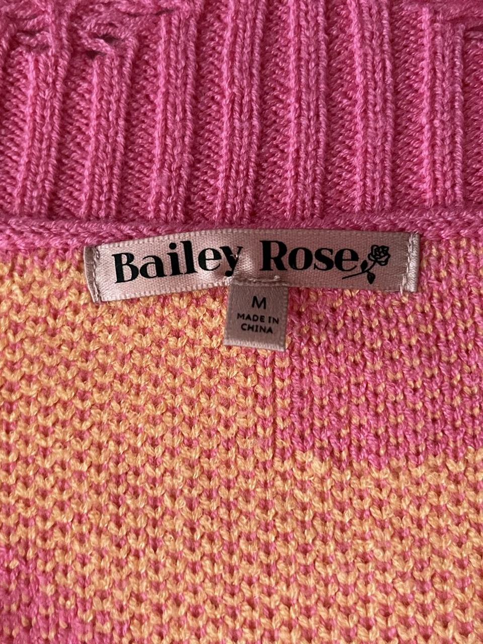 Bailey Rose Oversized Pink Floral Sweater - Depop