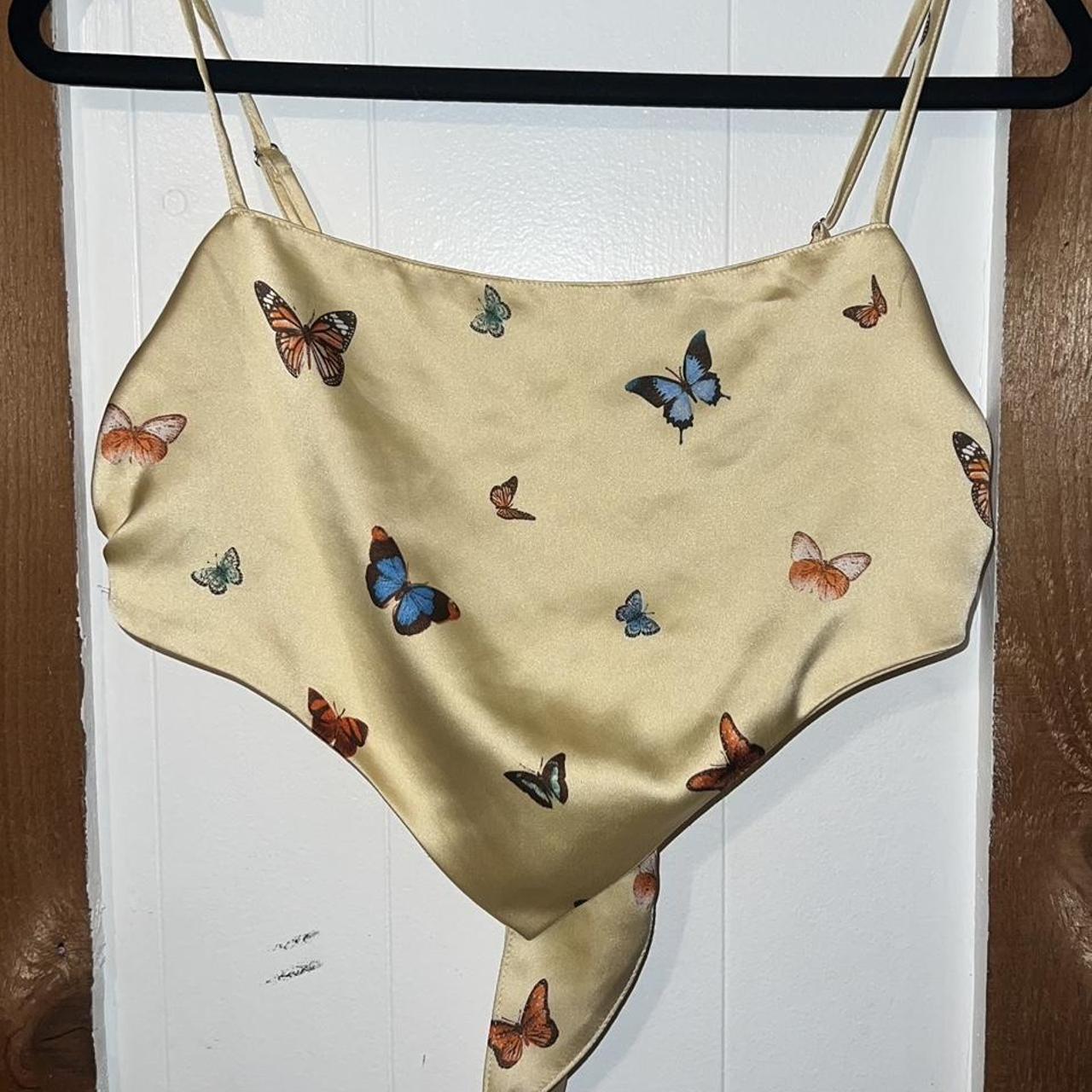 Yellow butterfly crop top Forever 21 Worn