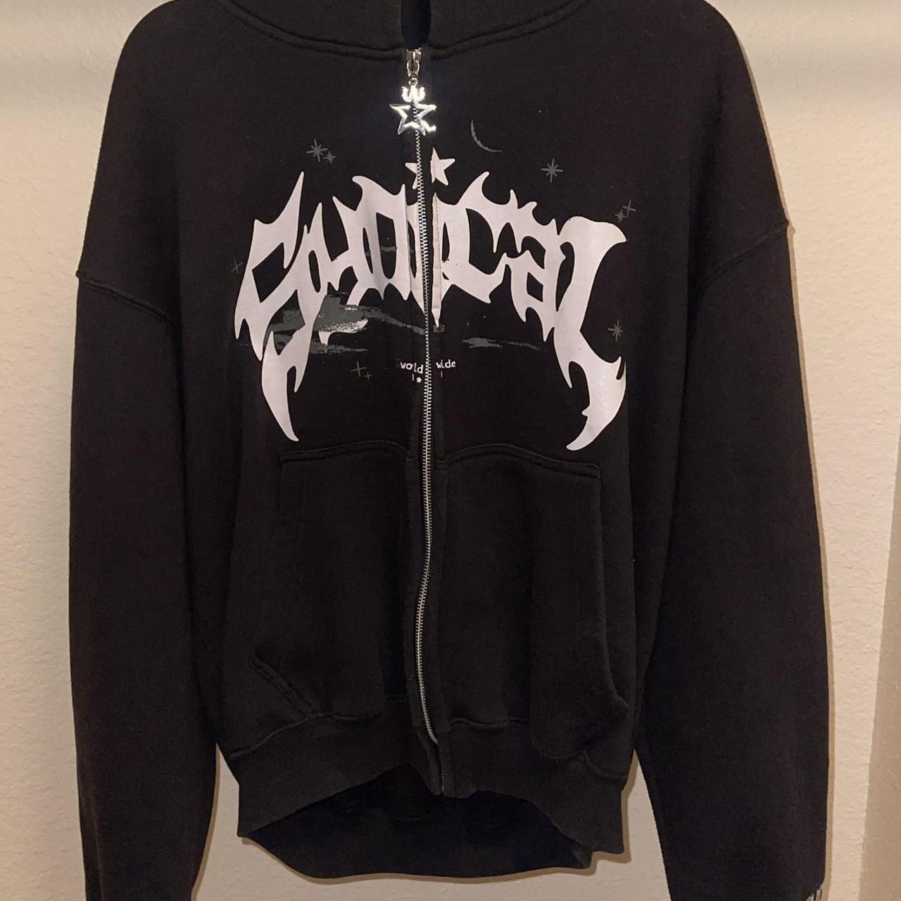 REVENGE Contrast Embroidered ジップ パーカー○関送無料○ Contrast Embroidered Zip Hoodie Purple
