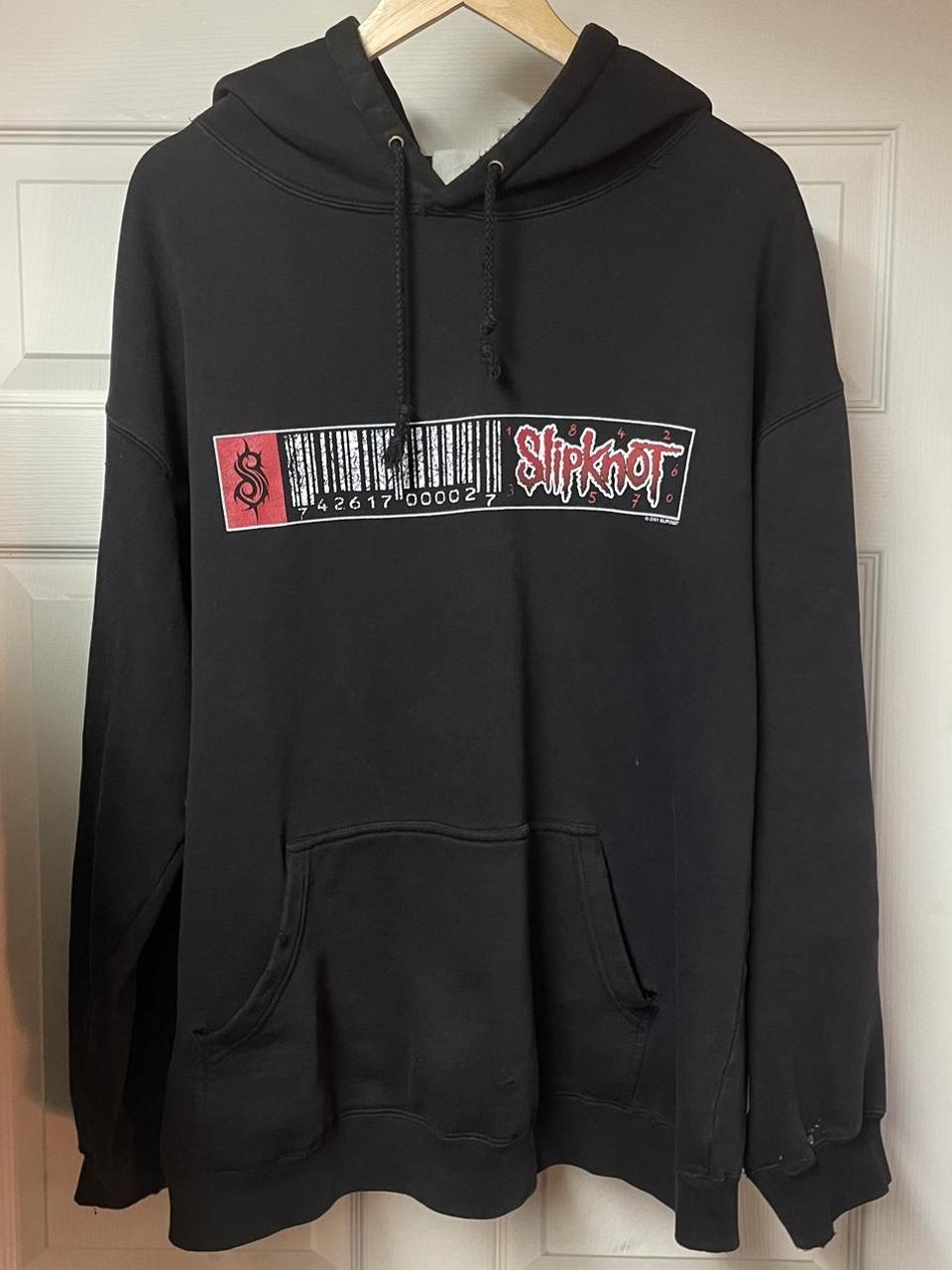 Vintage Slipknot barcode hoodie 2001 Fits like a... - Depop