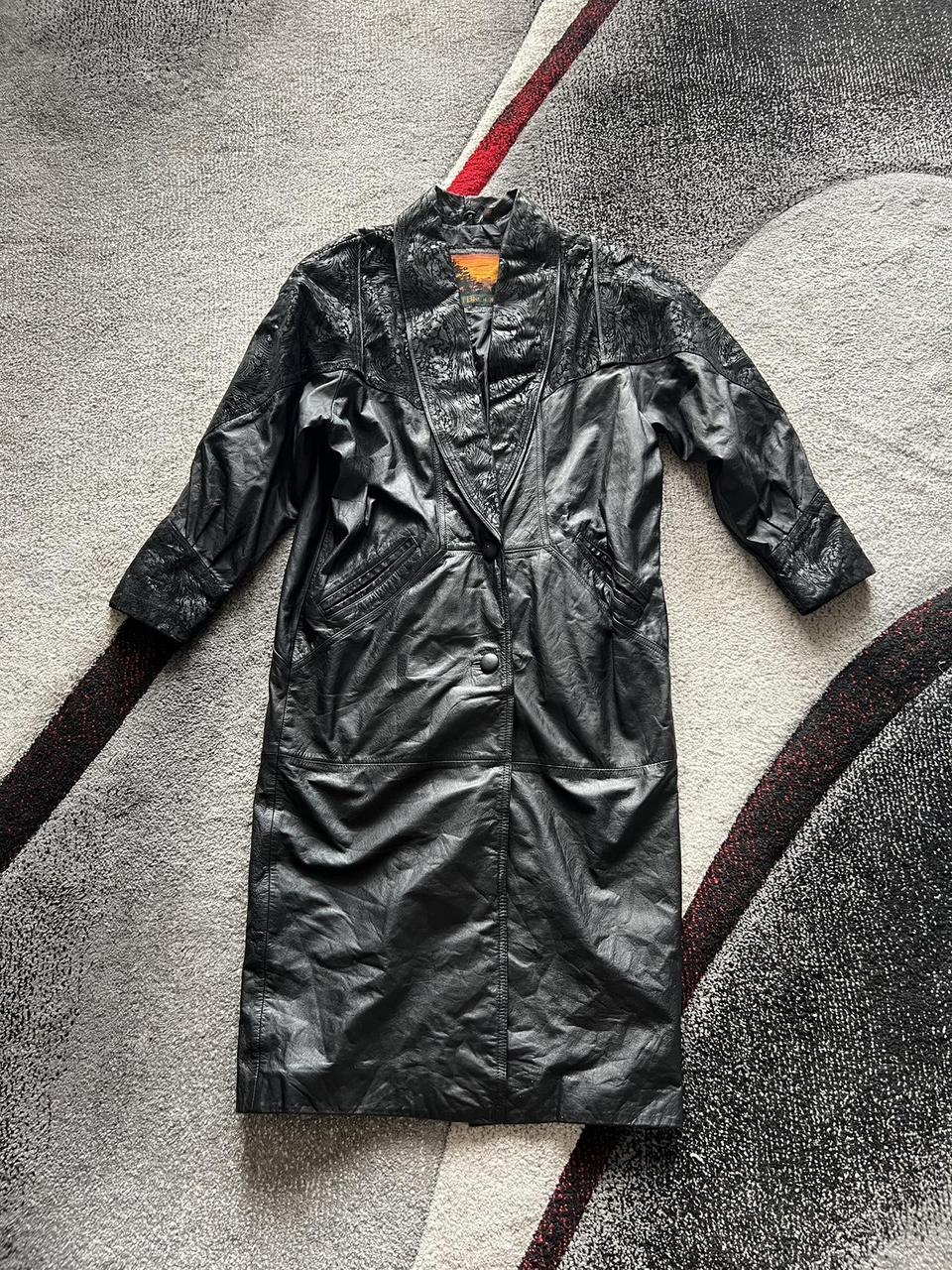 Outbrook Vintage Leather Embossed Trench Coat Size Depop