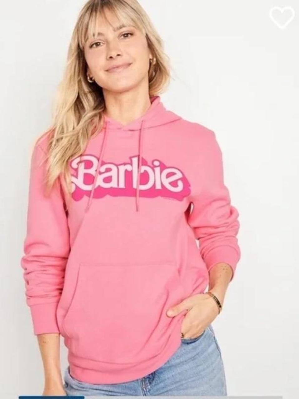 size Large Pink Barbie hoodie Old Navy never worn Depop