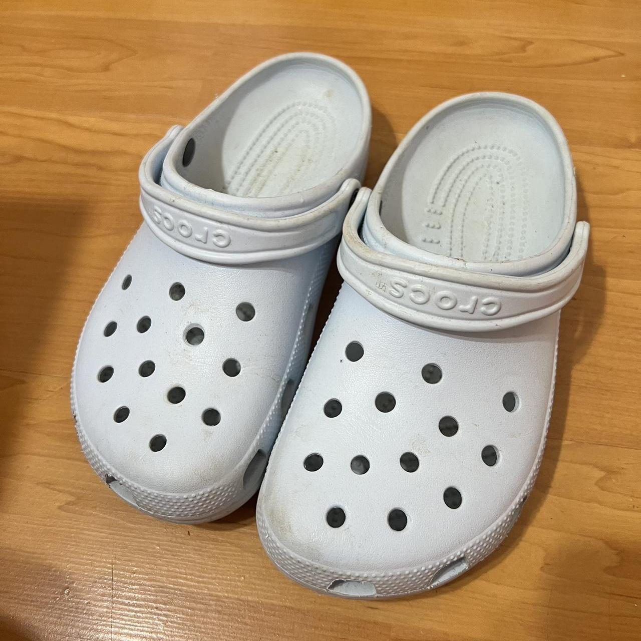 Light baby blue Crocs Size 7 Men 9 women no... - Depop