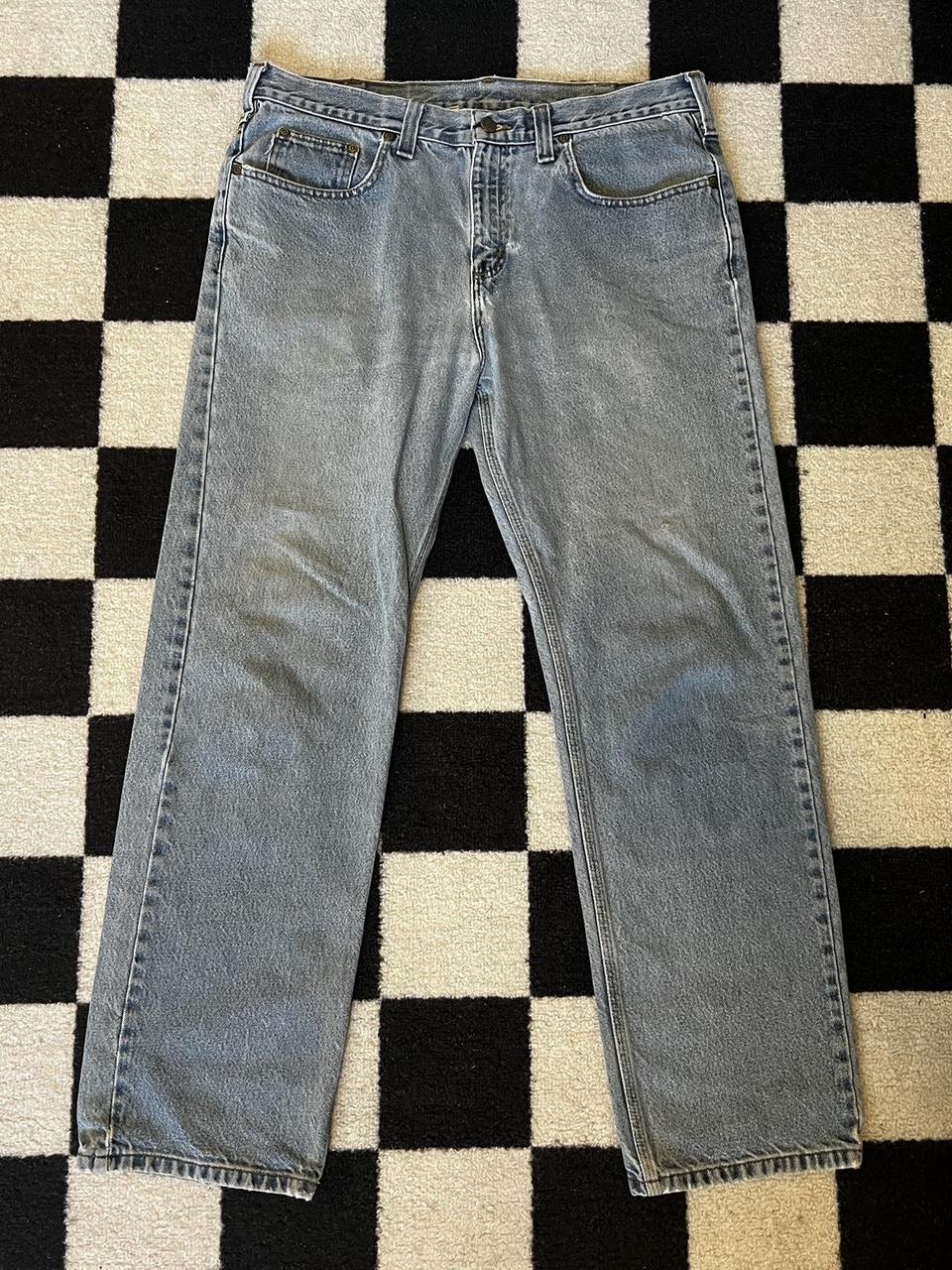 Vintage Carhartt Denim Jeans Size 36x32. Light... - Depop