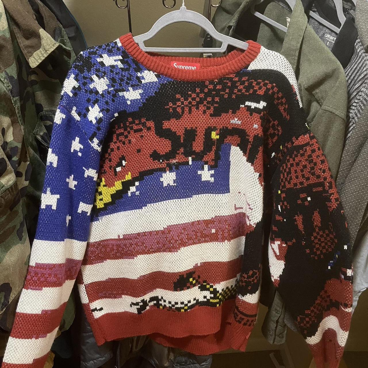 supreme digital flag sweater SS21 size large fits | Depop