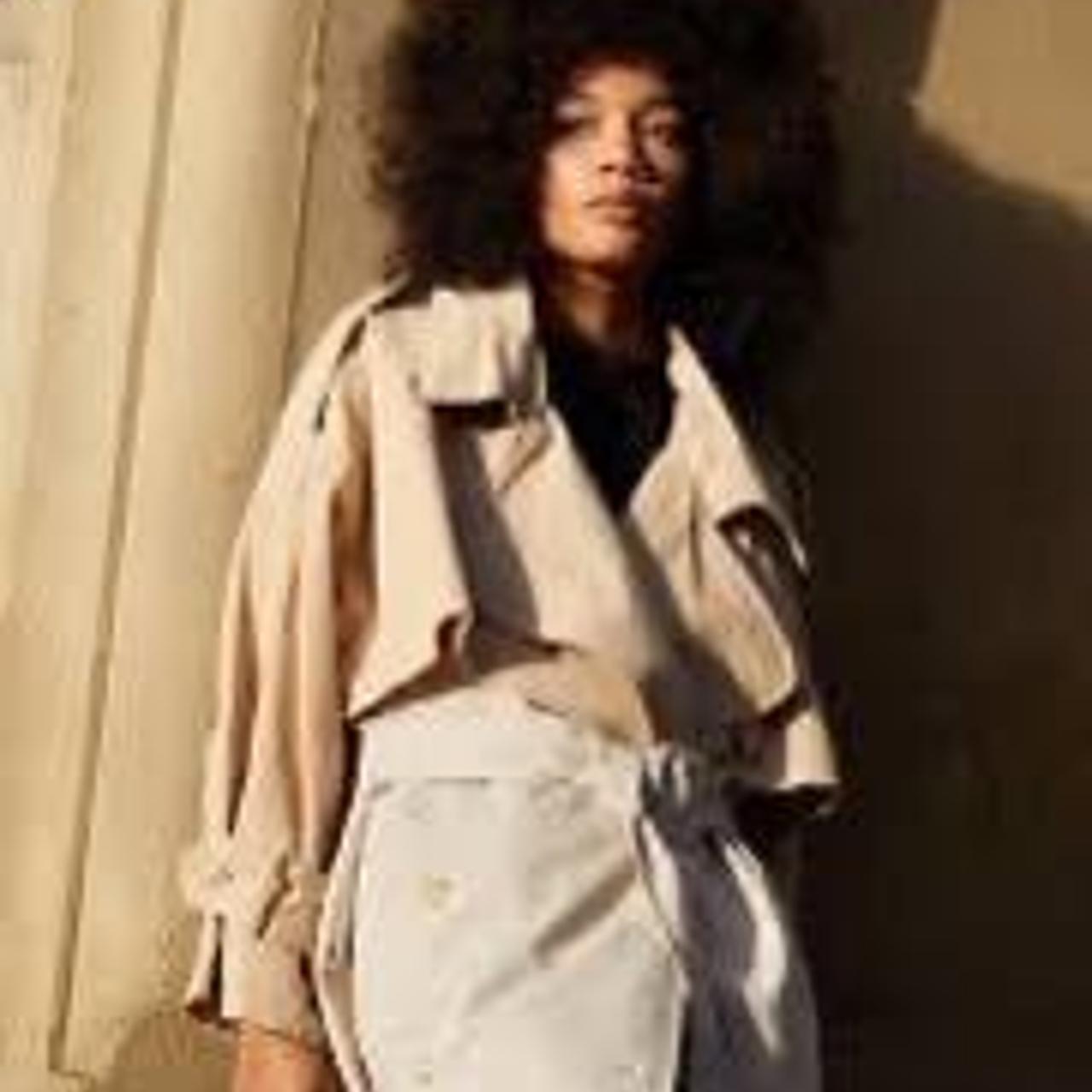 Two tone oversized belted trench Depop