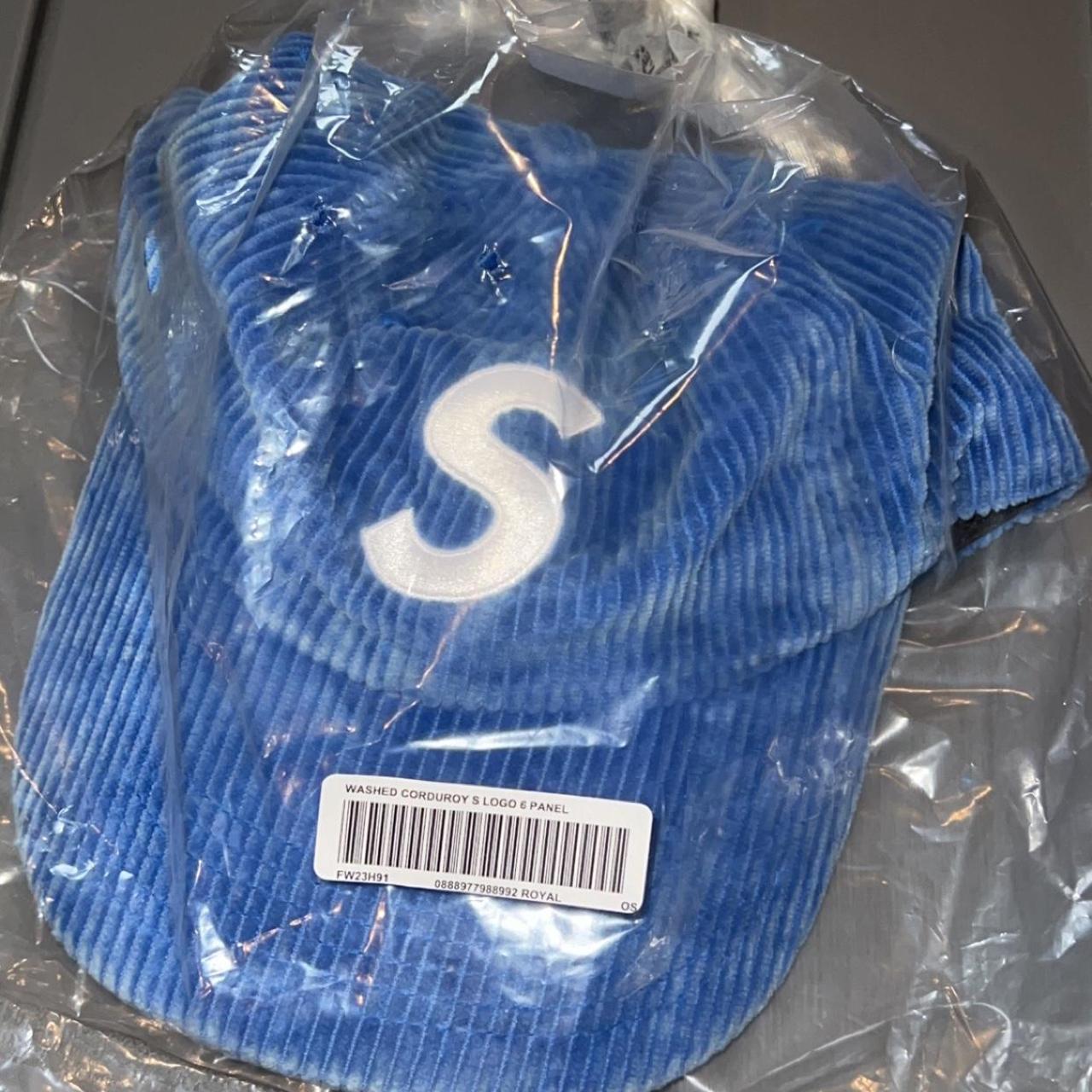 Supreme Washed Corduroy S Logo 6 Panel Royal... - Depop