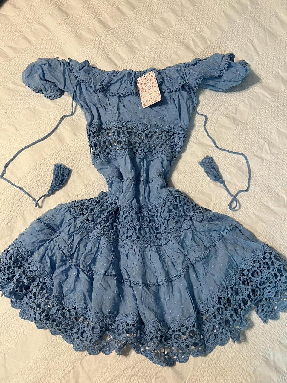 Free People I Cruel Intentions Cornflower Blue Lace... - Depop