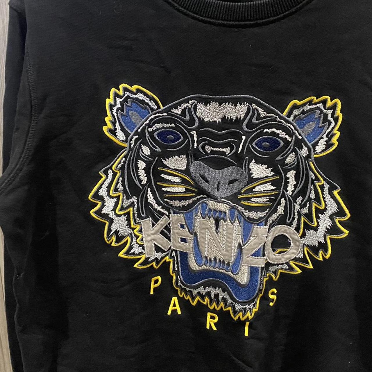 Small black kenzo jumper with logo on in very Depop