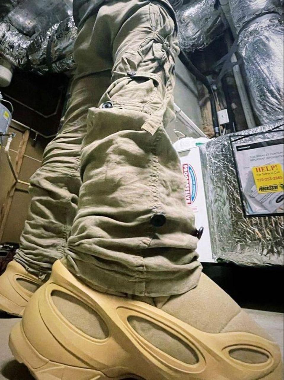 yeezy boots nsltd adidas size 5.5 to size 6 khaki... - Depop