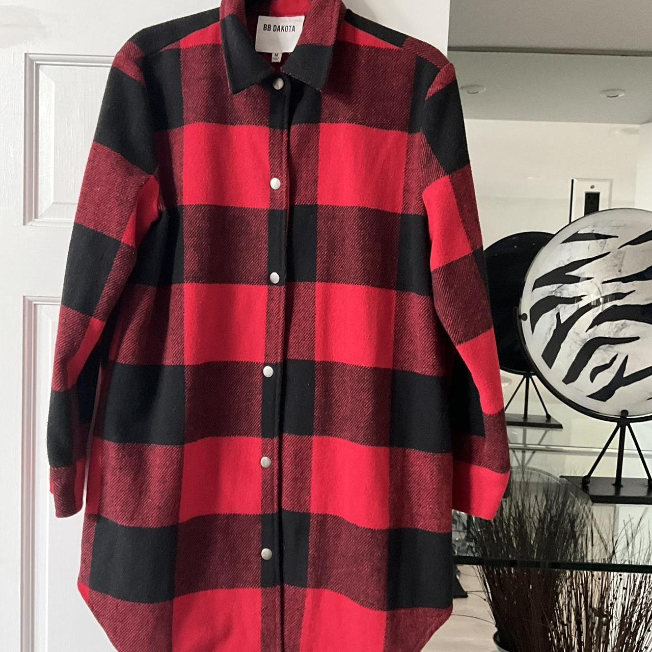 BB DAKOTA Red Black Buffalo Plaid Flannel Snap Front. Depop