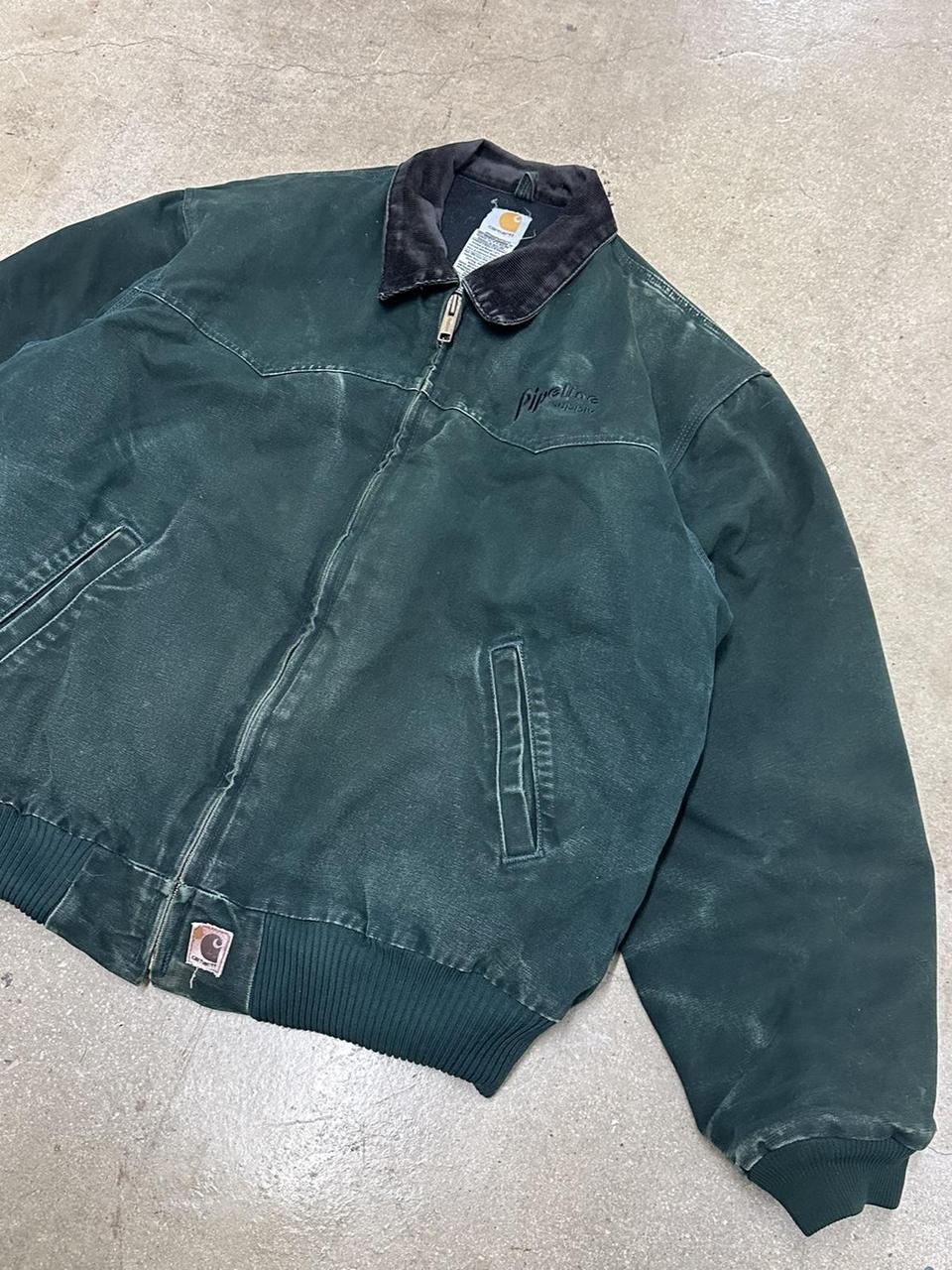 Vintage Carhartt faded green Santa Fe jacket J14... - Depop