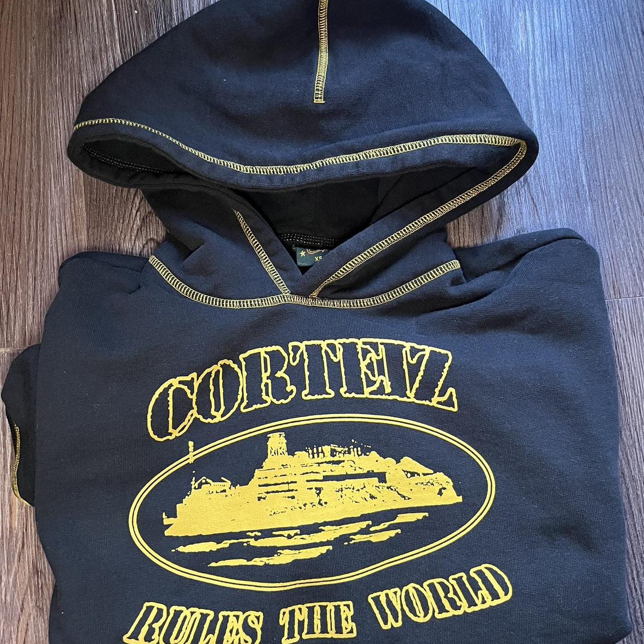 Corteiz Alcatraz Contrast Hoodie Black/Yellow Size | Depop