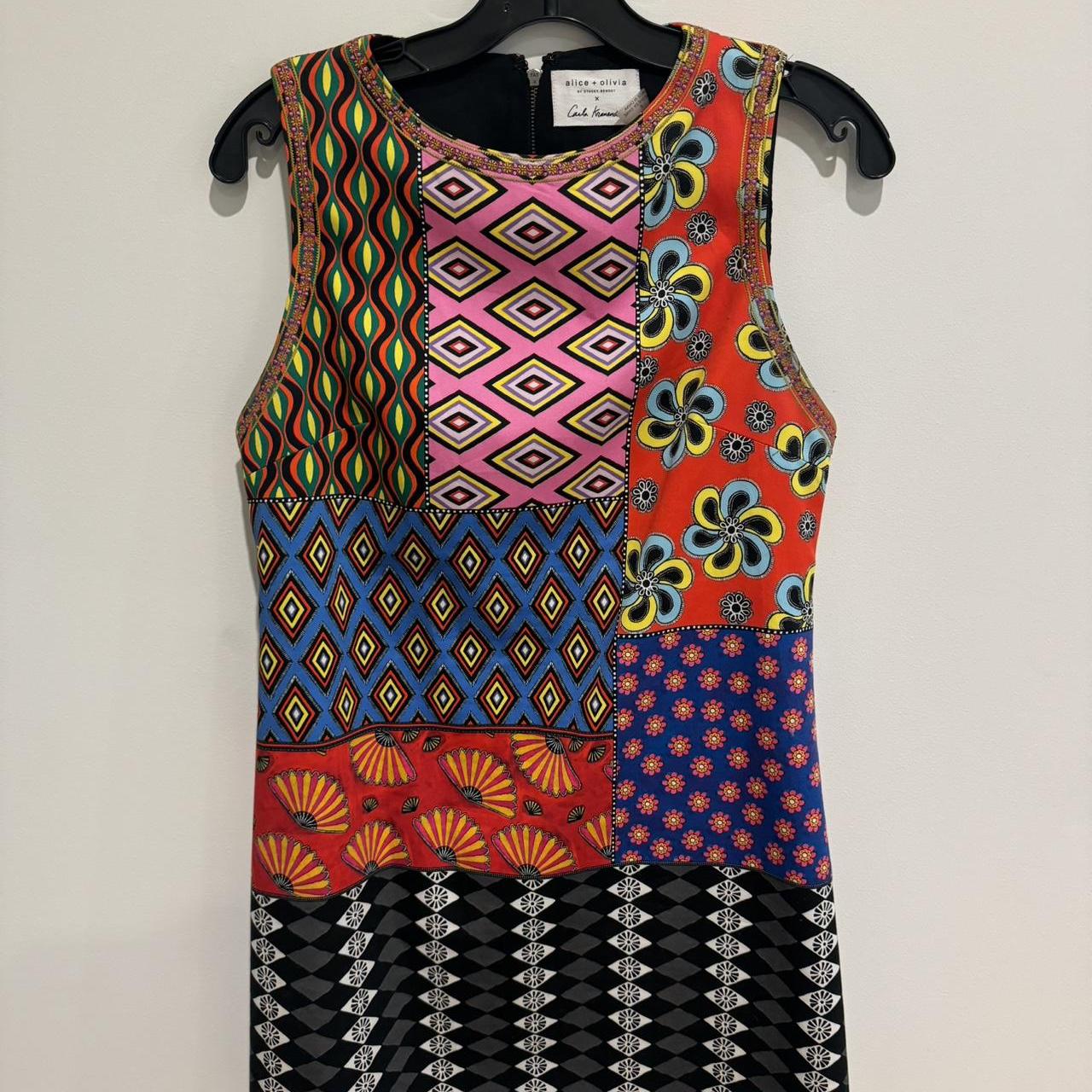Alice Olivia multicolored patchwork mini Depop