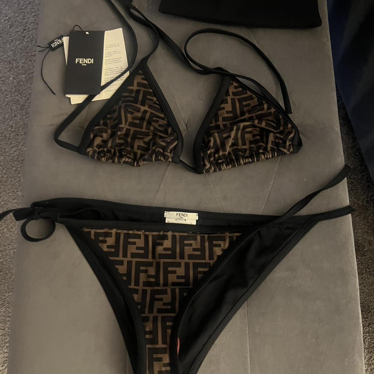 Bikini with triangle top and briefs with side | Depop