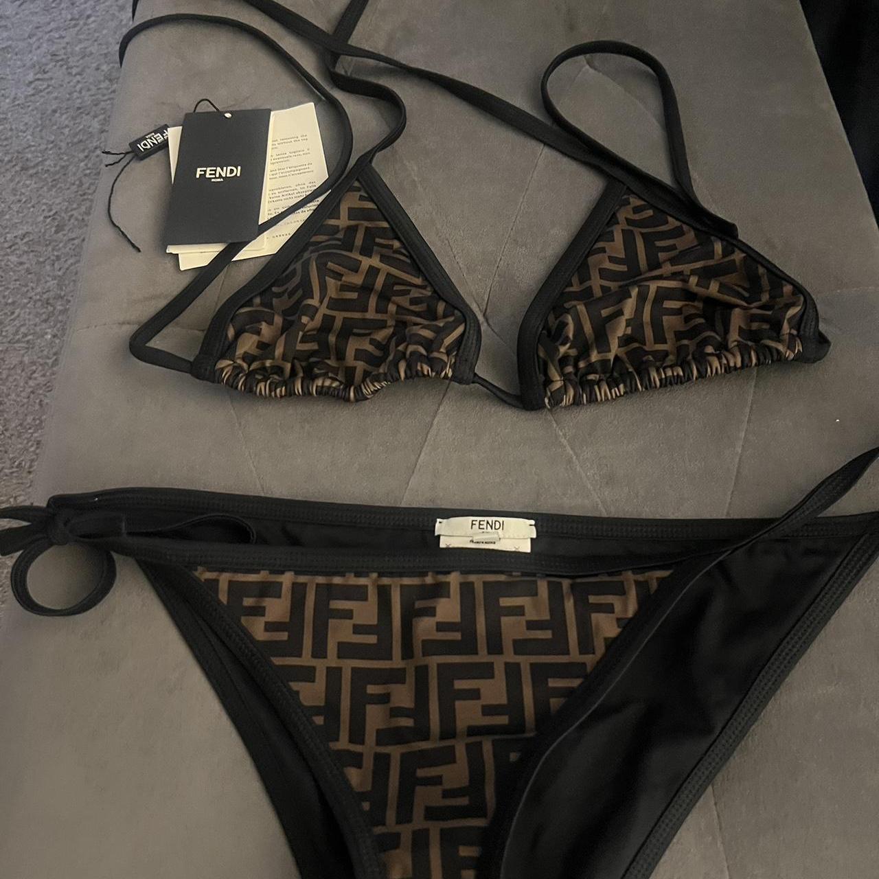 【関税&送料込】Fendi Bikini Bottom Bikini with triangle top and briefs with side | Depop