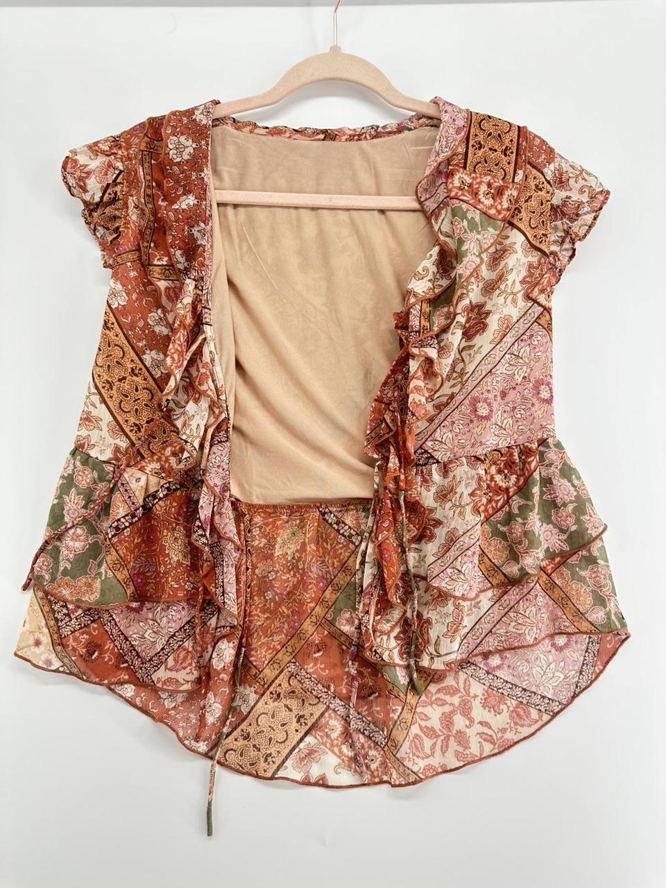 Women's Blouse - Multi/Orange - M – Boho patchwor… - image 4