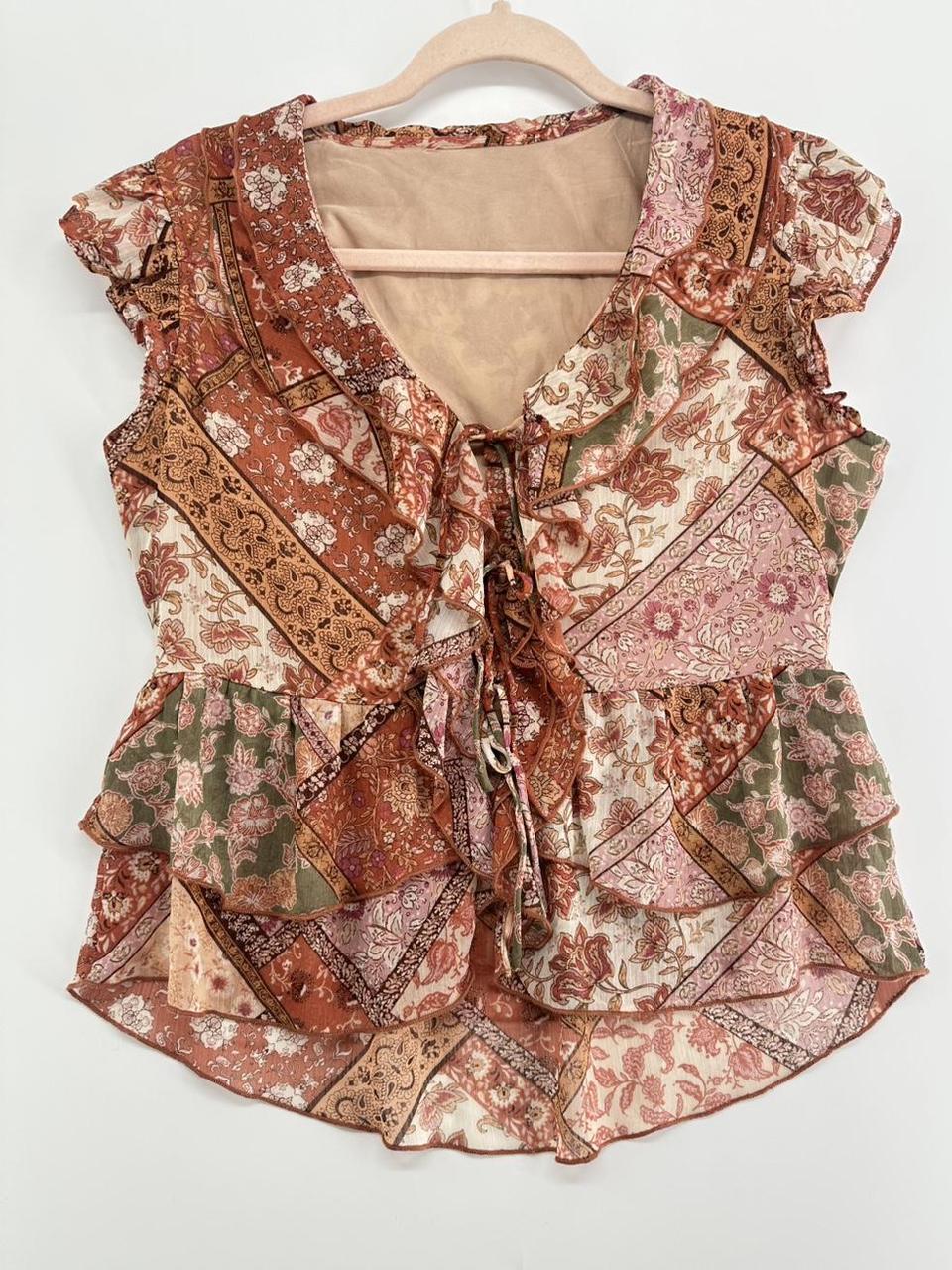 Women's Blouse - Multi/Orange - M – Boho patchwor… - image 1