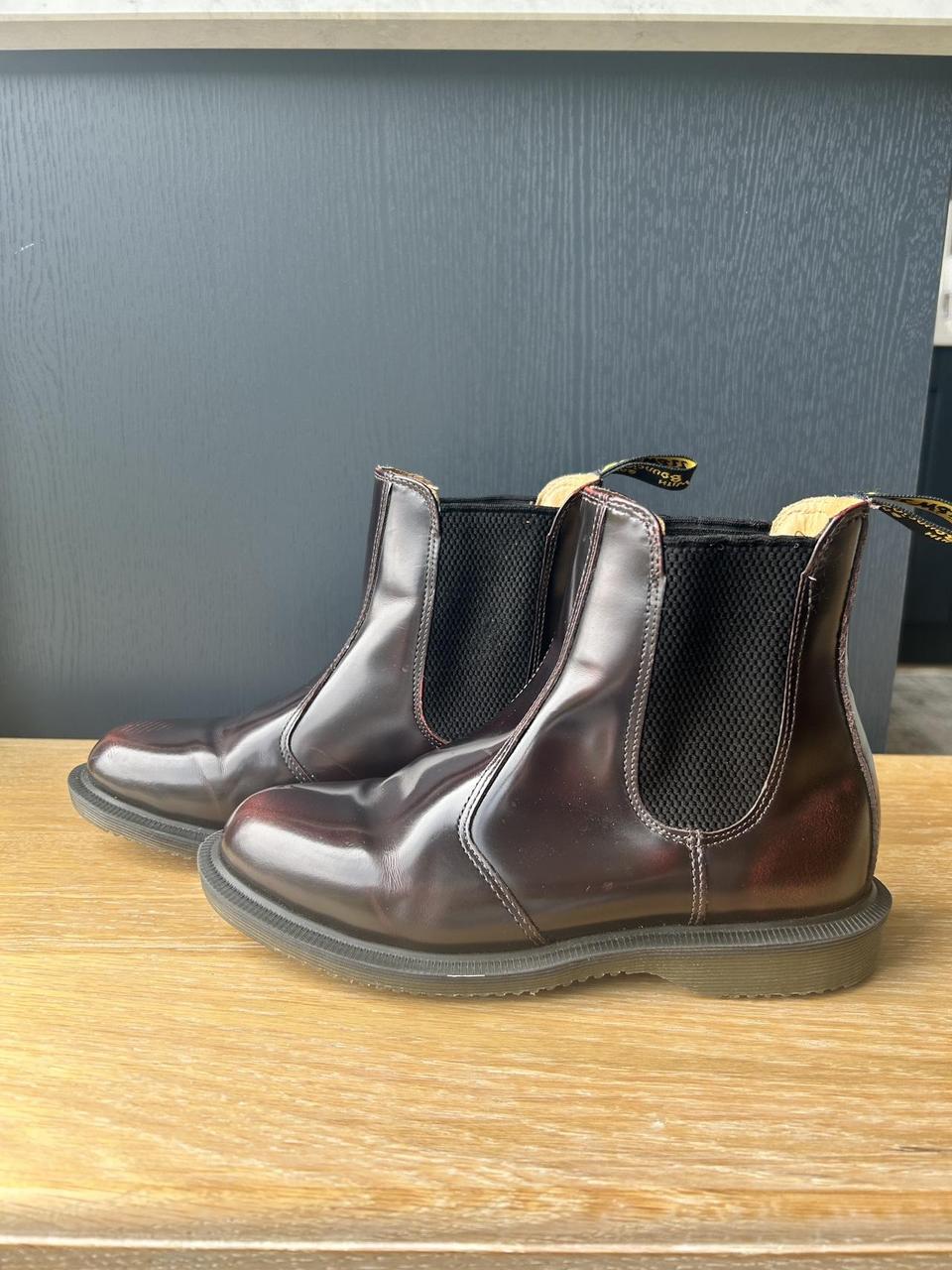 Dr Marten s cherry red flora Kensington Chelsea boot. Depop