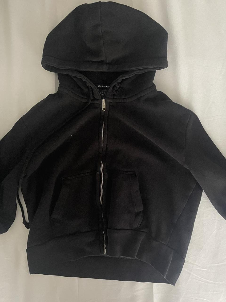 Cropped Brandy Melville Zip up black Size XS - Depop