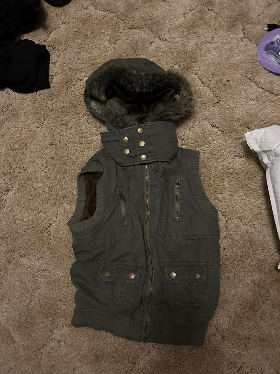 very cute and swag vest with a fur lined hood i have... Depop